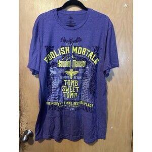 Disney Parks Haunted Mansion Foolish Mortals T-Shirt Purple XL Tomb Sweet Tomb